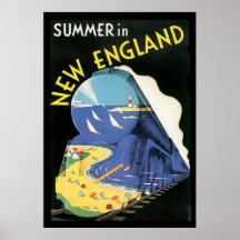 New England vintage Retro Print