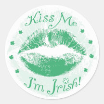 New Kiss Me I'm Irish Gear Round Stickers