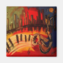 "New Orleans Blues" by Linda Powell~Original Fridge Magnets