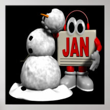 New Year Snowman Print