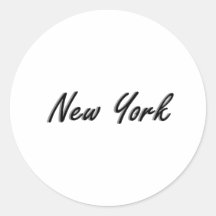 New York City Black and Gray Round Stickers