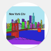 New York City Round Stickers