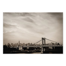 New York City Skyline and Manhattan Bridge Photo Art