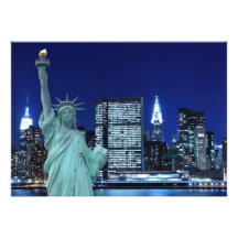 New York City skyline at Night Lights, Midtown Man Custom Announcements