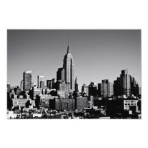 New York City Skyline in Black and White Photo