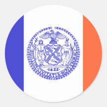 New York City, United States flag Round Stickers