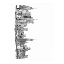 New York skyline ink Post Cards
