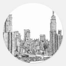 New York skyline ink Round Sticker