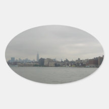 New York Skyline Oval Sticker