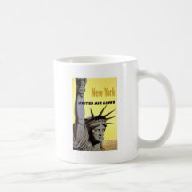 New York United Air Lines Statue Of Liberty Coffee Mugs