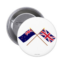 New Zealand and United Kingdom Crossed Flags Buttons