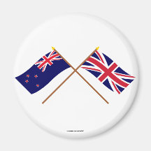 New Zealand and United Kingdom Crossed Flags Refrigerator Magnet