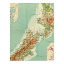 New Zealand Atlas Map Postcards
