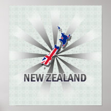 New Zealand Flag Map 2.0 Poster