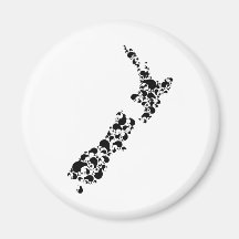 NEW ZEALAND - full of kiwis - black Fridge Magnet