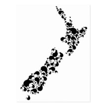 NEW ZEALAND - full of kiwis - black Postcards
