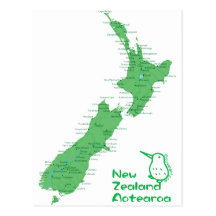 New Zealand Map Post Card