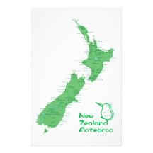 New Zealand Map Stationery Paper