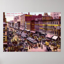 Newark New Jersey Market and Broad St 1909 Posters