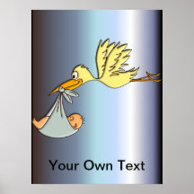 Newborn Baby Arrival - A Flying Stork Delivery Print