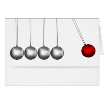 newtons cradle silver balls concept greeting card