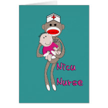 Nicu Nurse Sock Monkey Design Gifts Greeting Card
