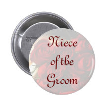 Niece Of the Groom - Red Rose Bouquet (1) Buttons
