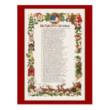 Night Before Christmas Decorated Poem Post Card