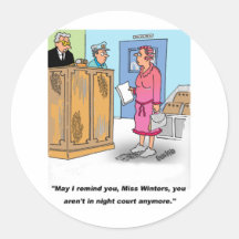 NIGHT COURT CARTOON ROUND STICKER