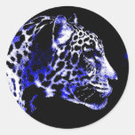 Night Jaguar Round Stickers