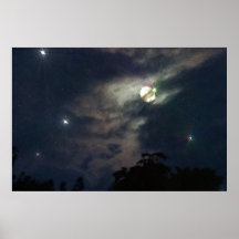 Night Sky Moon Stars Photograhy Print