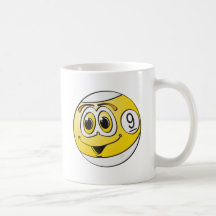 Nine Pool Ball Cartoon Coffee Mugs
