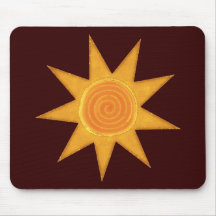 Nine Ray Yellow Spiral Sun Symbol Mousepads