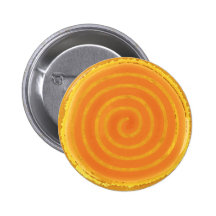 Nine Ray Yellow Spiral Sun Symbol Pinback Buttons