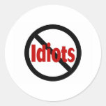 No Idiots Round Stickers