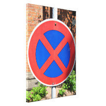 No Parking sign board against the brick wall Canvas Print