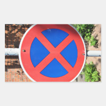 No Parking sign board against the brick wall Rectangle Stickers