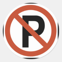No Parking sign Round Stickers