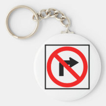 No Right Turn Highway Sign Keychain