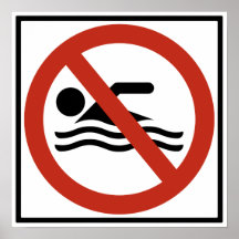 No Swimming Highway Sign Posters