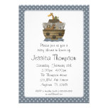 Noah's Ark Blue Polka Dots Baby Shower Personalized Announcement
