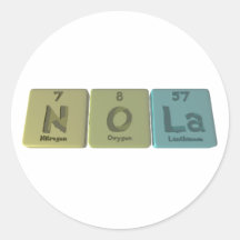 Nola as Nitrogen Oxygen Lanthanum Sticker
