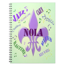 NOLA New Orleans Fleur de Lis and Music Notebook