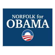 NORFOLK for Obama custom your city personalised Post Cards