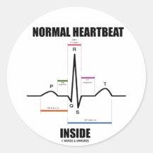 Normal Heartbeat Inside (ECG EKG) Round Stickers