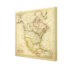 North America Engraved map Stretched Canvas Print