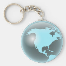 North America Glass Globe Key Chain