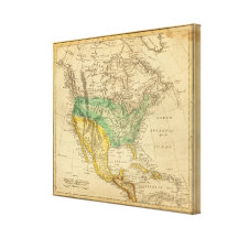 North America Map by Worcester Stretched Canvas Prints