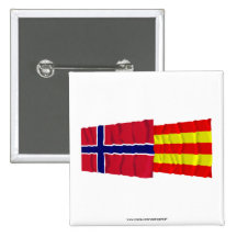 Norway and Aust-Agder waving flags Buttons