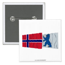 Norway and Buskerud waving flags Pinback Buttons